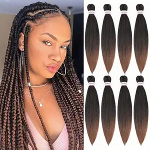 Braiding Hair Pre Stretched 18 Inch 8 Packs, T1B/30 Ombre Yaki Texture