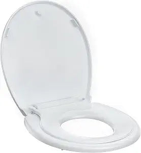 Round Toilet Seat with Toddler Seat  PP Quick Release Potty Training Toilet Seat Cover, White 2-in-1 Design for Children & Adult Toilets