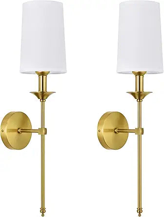 PASSICA DECOR Hardwired Wall Sconces Set of 2 Candle Gold Wall Light for Bedroom Living Room Vanity Hallway Farmhouse Wired Bathroom Sconce