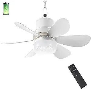 Portable Canopy Tent Fan, 18" Wireless Battery Operated Ceiling Fan Light with Remote for Outdoor Gazebo Patio Camping RV