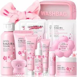 Sakura Skin Care Set for Kids Teen Girls, 15PCS Daily Gentle Skin Care Set