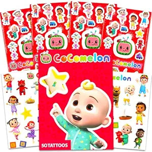 Cocomelon Stickers and Tattoos Party Favor Set - Bundle with 100 Stickers and 50 Temporary Tattoos | Cocomelon Party Supplies