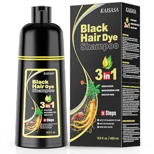 KAISASA Black Hair Dye Shampoo 3 in 1 for Gray Hair, Women Men