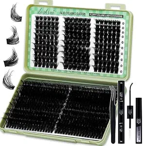 Lash Clusters Kit 540pcs D Curl 4 Styles 10-22mm Wispy Cluster Lashes Kit Soft and Comfortable False Eyelashes Extension Kit, DIY Long Lasting Lashes At Home