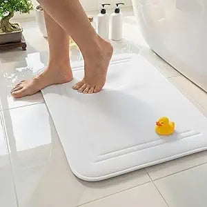 ITSOFT Memory Foam Bath Mat 31x20, Non Slip, Machine Washable, Quick Dry & Absorbent Rugs, Bath Mats for Bathroom Floor, Tub & Shower, Bathroom Rug, White