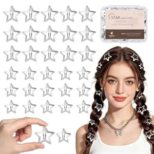 Sightor Star Hair Clips, 30pcs Metal Snap Hair Clips 1.18", 1.57" Barrettes