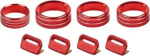 Voodonala JL 8PCS Metal Window Switch Knob Cover, Air Conditioner Headlight Volume Radio Switch Button Trim Compatible with Jeep Wrangler JL JLU & Gladiator JT 2018-2025, Red