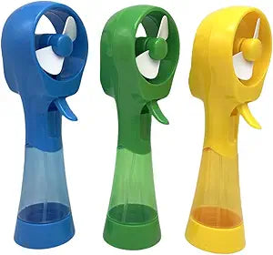 Deluxe Water Misting Fan Handheld Battery Powered Outdoor Spray Fans (Blue/Green/Yellow)