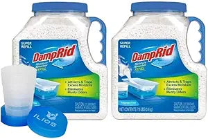 DampRid Moisture Absorber Refill Container 7.5 lb Γ Fragrance Free Odor and Moisture Absorber for Basements, Closets & Storage Spaces Γ High-Capacity Humidity Control, 2 Pack Γ Ilios Packaging