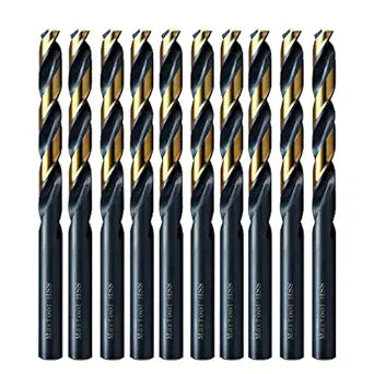 MAXTOOL Letter L 0.29" 10PCs Identical Jobber Length Drill Bits HSS M2 Twist Drill Bits Fully Ground Black & Bronze Straight Shank; JBL02H10RL10