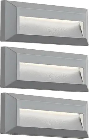 ZONK LED Outdoor Indoor Stair Lights, Line Voltage 110-240V 2W Landscape Pathway Step Light, 9Inch Non-dimmable 4000K IP65 Waterproof Stairway Lighting, Deck Lights, Retaining Wall Lights, 3 Pack