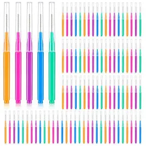 RAINFLOW 100 Pieces Interdental Brushes for Braces, Dental Floss Picks