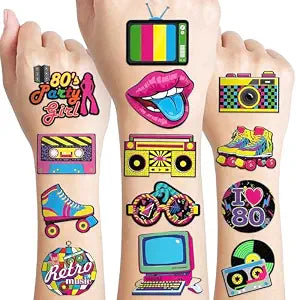 96 PCS 80s Pre-Cut Temporary Tattoos Sticker for Kids (Normal)