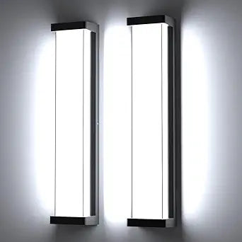 Sytmhoe 23.6in Outdoor Wall Lights 2Packs,10%-100% Dimming LED Modern Patio Wall Light Fixture, Black Exterior Sconce for Garage Courtyard Commercial House(6000K)