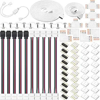 Honoson 4 Pin RGB LED Strip Connector Kit for 5050 LED Light Strips