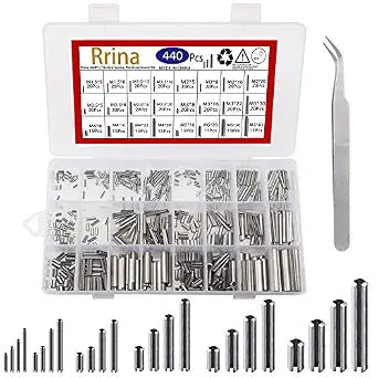 440Pcs 304 Stainless Steel Slotted Spring Pin Assortment Kit, M1.5 M2 M2.5 M3 M4 M5 Split Expansion Dowel Tension Roll Pins