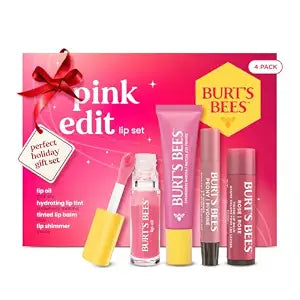 Burt's Bees The Pink Edit Holiday Lip Care Gift Set, 4 Products