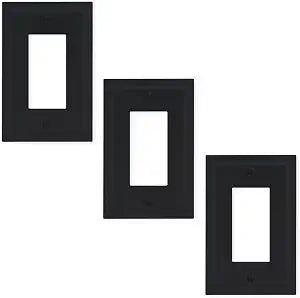 Questech Light Switch Covers, Single Rocker Wall Plates for Electrical Outlets, 1-Gang Single Decorator GFCI Switch Plates Standard Size, Decorative Bevel Edge, Black Matte, 3 Pack