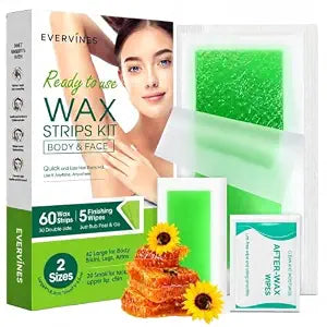 Wax Strips for Hair Removal: 60 Strips with 5 Oil Wipes