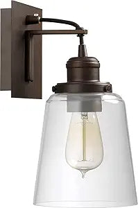 Capital Lighting 3711BB-135 Fallon Clear Glass Wall Sconce, 1-Light 100 Watt, 12" H x 6" W, Burnished Bronze