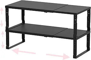 Adjustable Metal Shelving Unit, Stackable & Expendable Storage Rack for Home/Office/Kitchen, Space-SavingSturdy&DurableEasy Assembly (2PACKS/Large/Black