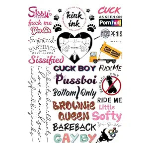 26 x Male Gay Cuck LGBTQ+ Temporary Tattoo Sexy Kinky Sticker