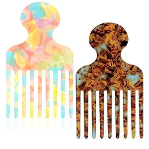 2pcs Hair Pick Comb, Wide Tooth Comb for Curls, 4.7in Long, Smooth
