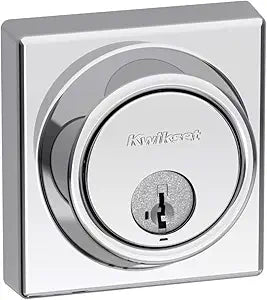 Kwikset 816 KeyControl Deadbolt Deadbolt Lock, Polished Chrome Round Exterior Keyed Front Entry Door, Pick Resistant SmartKey Rekey Security, Single Cylinder Dead Bolt