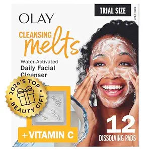 Olay Cleansing Melts + Vitamin C Face Cleanser, 12ct, Water-Activated Face Wash Cleans, Tones, and Refreshes Skin