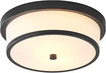 12 inch Flush Mount Ceiling Light, 2-Light Close to Ceiling Light Fixtures with Black Finish for Bathroom Bedroom Kitchen Hallway (Black)