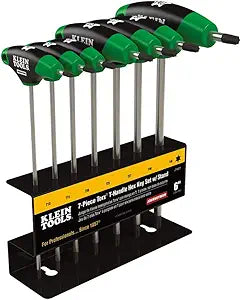 Klein Tools JTH67T Hex Key Set, TORX T-Handle Hex Key Allen Wrench Set with 6-Inch Blades, Stand Included, 7-Piece