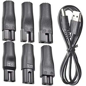 7 PCS Power Cord 5V Replacement Charger USB Adapter Suitable for Electric Hair Clippers, Beard Trimmers, Shavers, Beauty Instruments, Desk Lamps, Purifiers.