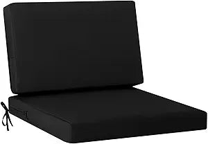 idee-home Outdoor Chair Cushions for Patio Furniture, Outdoor Seat Couch Cushion, Waterproof Hampton Bay Deep Seat Replacement Cushions for Garden Lawn Backyard Deck, 30 x 30 Black