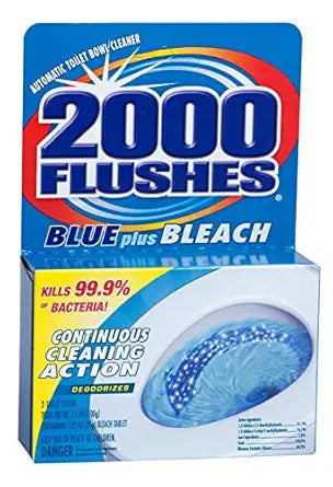 2000 FLUSHES 208082 Blue Plus Bleach Automatic Toilet Bowl Cleaner Twin-Pack, 3.5 OZ, [PACK OF 6]