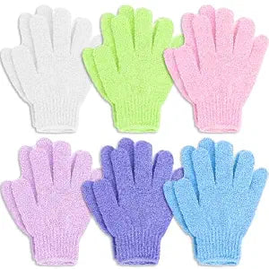 12 Pcs Exfoliating Gloves for Shower, Body Scrub Gloves, 6 Pairs, Nylon