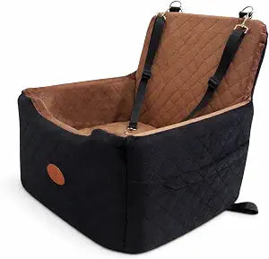 Dog Car Seat Booster for Small Dogs  Thick Cushion Elevated Travel Seat with Safety Straps, Reinforced Frame, Fits Cars & SUVs (Up to 35 lbs)