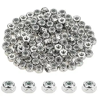120 Pieces 4#-40 Nylon Insert Hex Lock Nuts, 304 Stainless Steel