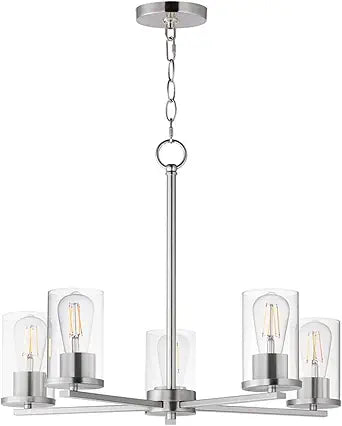 Five-Light Satin Nickel Lateral Chandelier