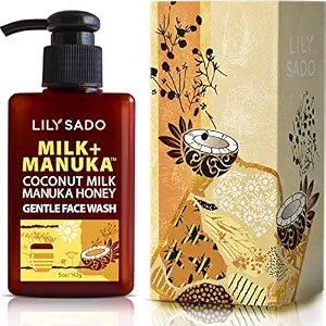 LILY SADO MILK+MANUKA��� Coconut Milk & Manuka Honey Gentle Gel Face Cleanser | Natural Cruelty-Free Facial Wash Cleanses, Balances, Soothes & Hydrates | Reduces Pores & Blackheads | 5oz