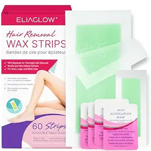 60 PCS Wax Strips for Hair Removal: 40 Body & 20 Facial Hair Removal for Women - Waxing Kit for Women, Face, Eyebrow, Arms, Legs, Chest, Back, Bikini/Brazilian Waxing Strips & 4 Calming Oil Wipes