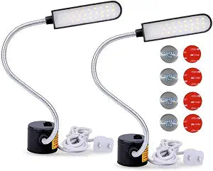 Sewing Machine Light LED Lighting (30LEDs) 6 Watt Multifunctional Flexible Gooseneck Arm Work Lamp with Magnetic Mounting Base for Workbench Lathe Drill Press 2 Pack