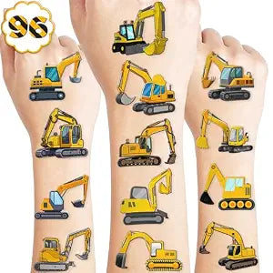96 PCS Excavator Pre - Cut Temporary Tattoos
