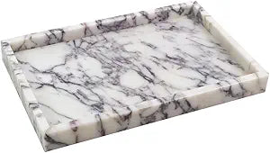 Luxurious Natural Marble Tray Hand Towel Organizer for Disposable Paper Napkins, Jewelry, Makeup Bathroom Vanity Sink Comestic Holder Bathtub Decorative Organizer Perfume Tray/Calacatta Viola