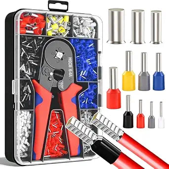 mankk 1500PCS Ferrule Crimping Tool Kit,Silver Plated Copper Crimp Terminal