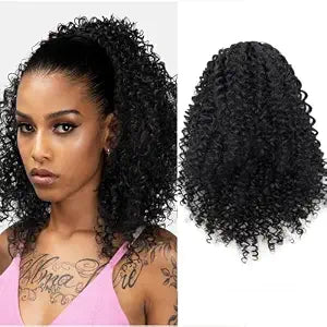 Drawstring Ponytail Extension Kinky Curly Ponytail Hair for Women 12 Inch