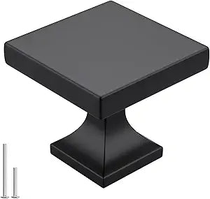 Goldenwarm 20Pack Black Cabinet Knobs Matte Square Drawer Knobs Black Cabinet Hardware for Kitchen Bathroom Zinc Alloy Handle and Pulls