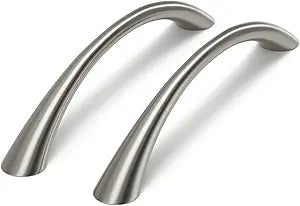 Goldenwarm Curved Cabinet Handles Solid Zinc Alloy Hardware for Dresser Brushed Nickel Drawer Pulls 5 Inch Hole Center, 25 Pack