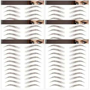 Aresvns 6 Sheets 66 Pairs Dark Brown Eyebrow Tattoo Stickers for Women