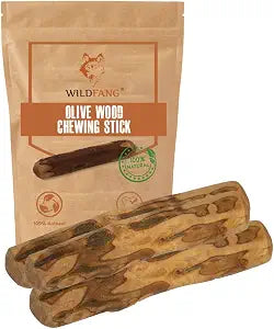 Wildfang Olive Wood Chewing Sticks for Dogs, Small  Tough Chew Toys for Aggressive Chewers, Puppy Chew Toys for Teething, Training for Chewing Muscles, Olive Wood Stick for Dog (Under 33 lbs), 3pack