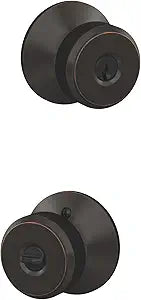 SCHLAGE F51A BWE 716 Bowery Knob Keyed Entry Lock, Aged Bronze